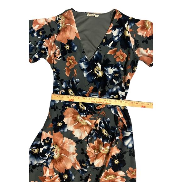 Peach Love High Low Floral Maxi Size Small Gray Pink Blue V-Neck Flutter Sleeves - Picture 9 of 13